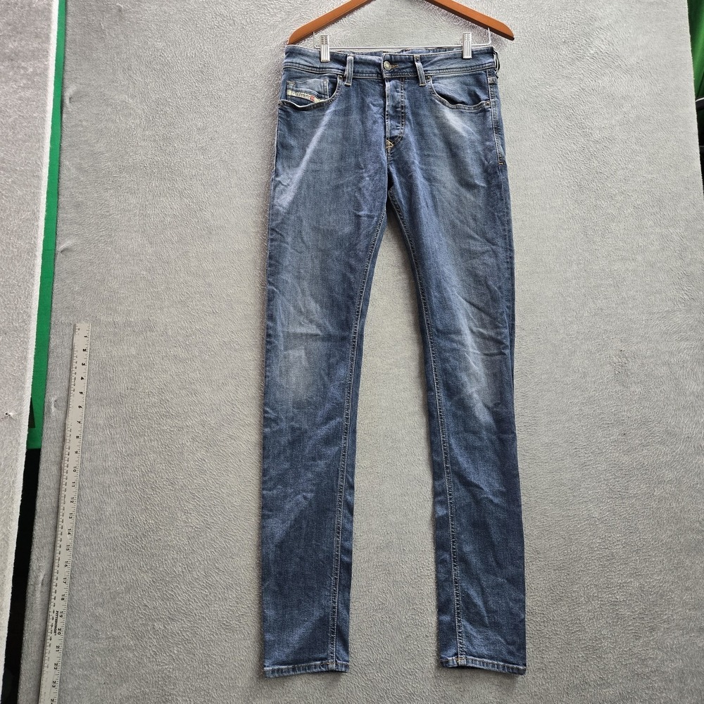 Diesel Men Jeans 31X34 Blue Denim SLEENKER Skinny Slim 35" Inseam